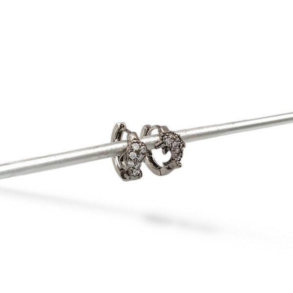 Caravanas Aros Delfín-Plata 925-Piedra Zirconia-CA3187 conpiedra