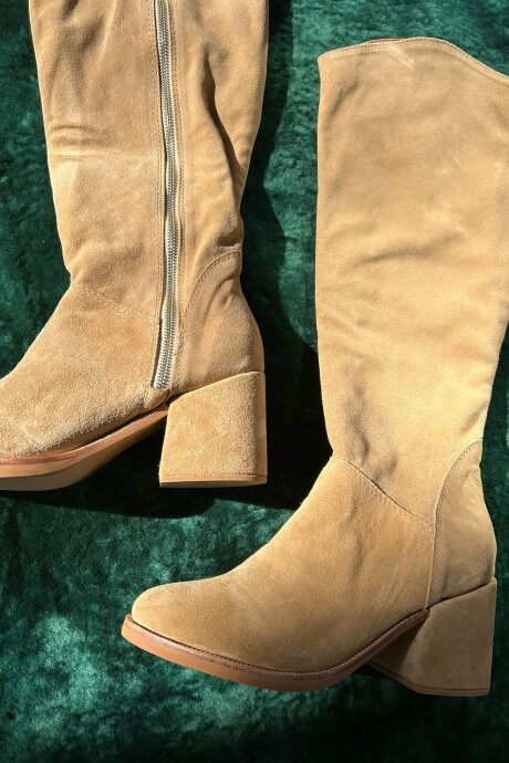 High Heel Boots Beige