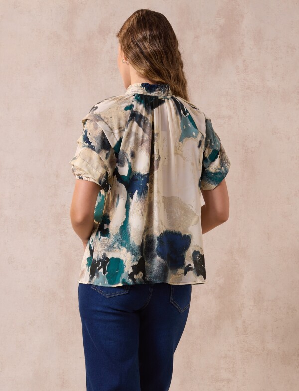 Blusa Cordel Manga Volados CRUDO/MULTI