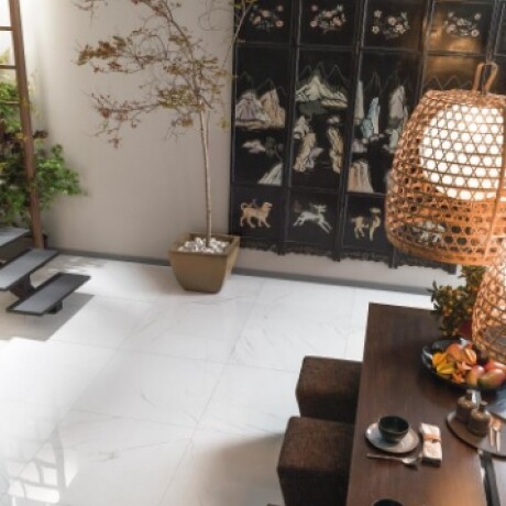 Porcelanato blanco Marmolado brillo rectificado 59.6x59.6Cm piso GAMAS DE BLANCO