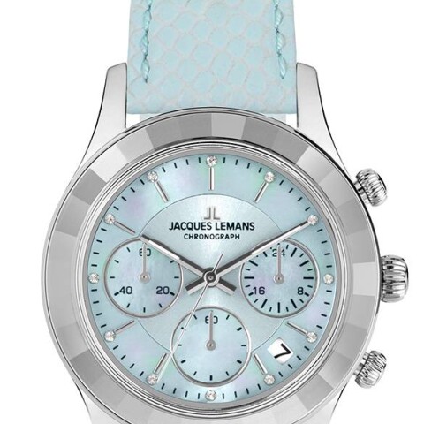 Reloj Jacques Lemans 1-2151C Venice cronógrafo con correa de cuero azul Reloj Jacques Lemans 1-2151c Venice Cronógrafo Con Correa De Cuero Azul