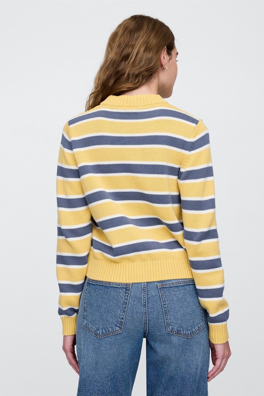 Buzo Algodón Cuello Alto Mujer Yellow Stripe