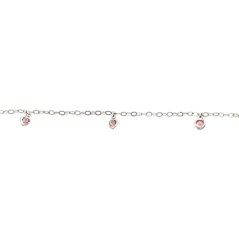 Tobillera Corazón-Plata 925-Piedra zirconia-PU3236 conpiedra