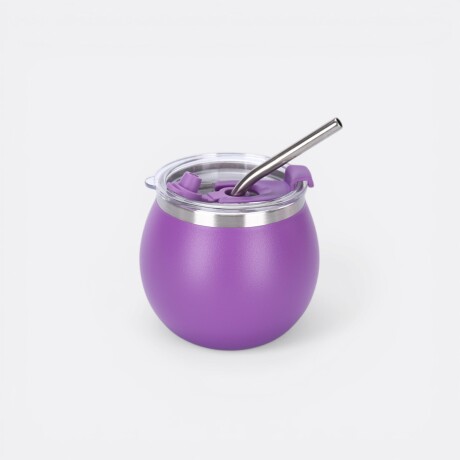 Mate Metálico Más Bombilla Diseño Liso Color Lila