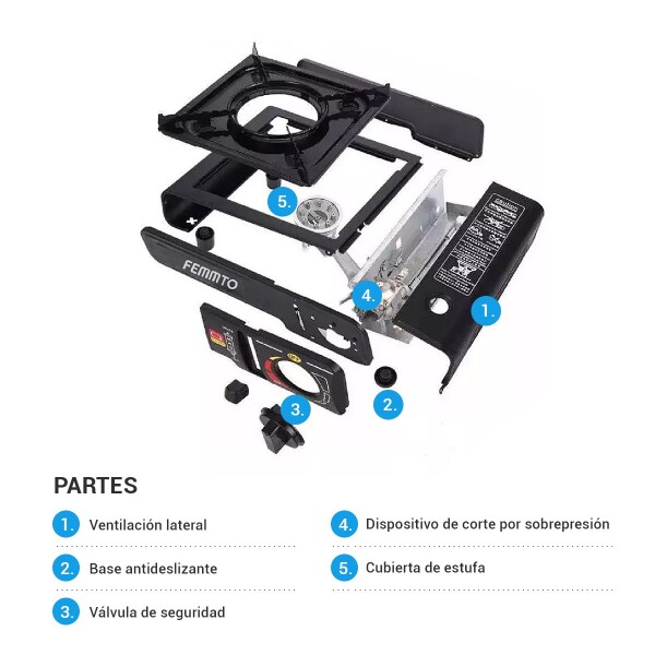 Anafe estufa gas 1 hornalla cocina portatil estuche camping garrafa Imback Anafe estufa gas 1 hornalla cocina portatil estuche camping garrafa Imback