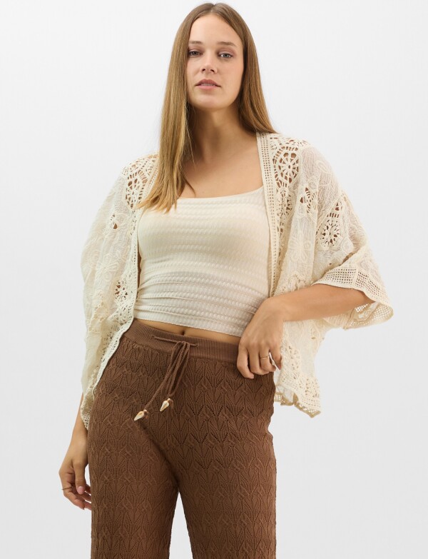 Cardigan Algodon Bordado CRUDO