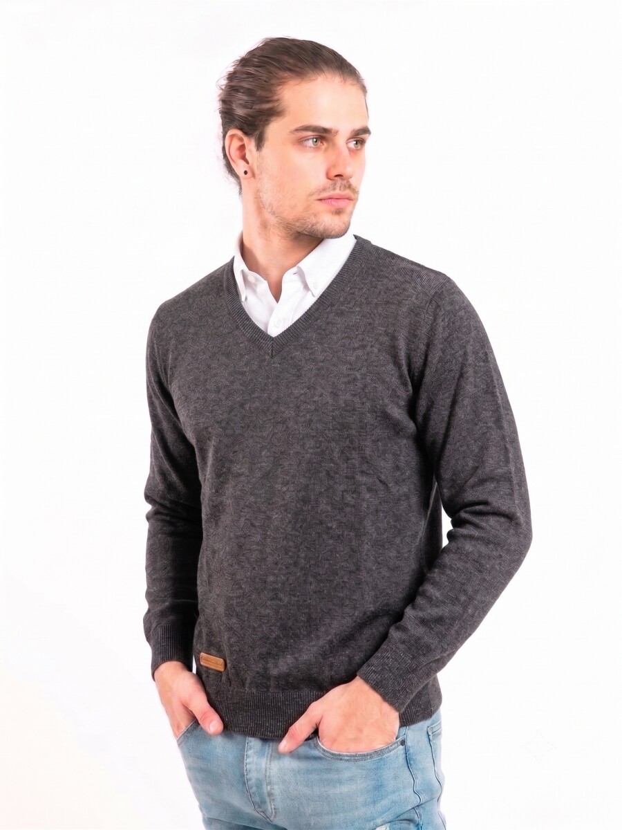 Sweater Algodon Escote V - Grey 