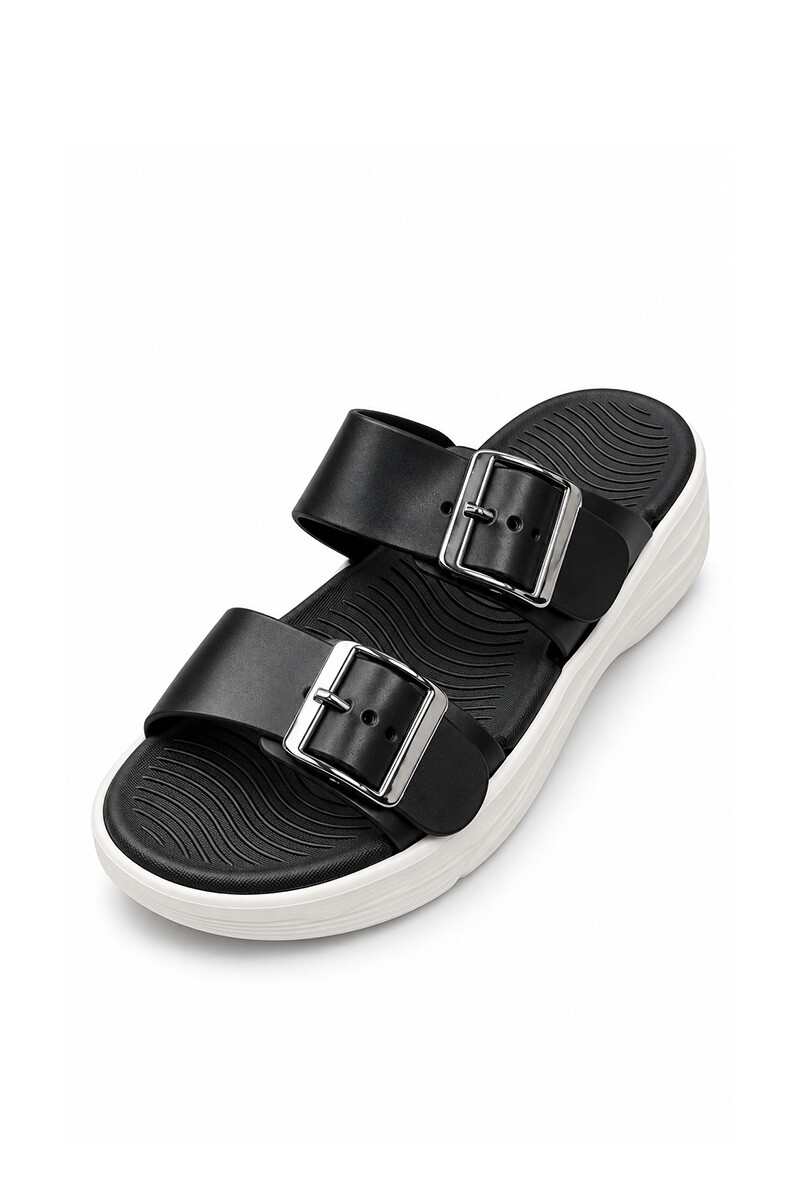 Sandalia goma hebillas metálicas 5206 Negro