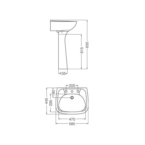 LAVATORIO SAN ISIDRO PILETA PARA PEDESTAL BLANCO LOZA BLANCO