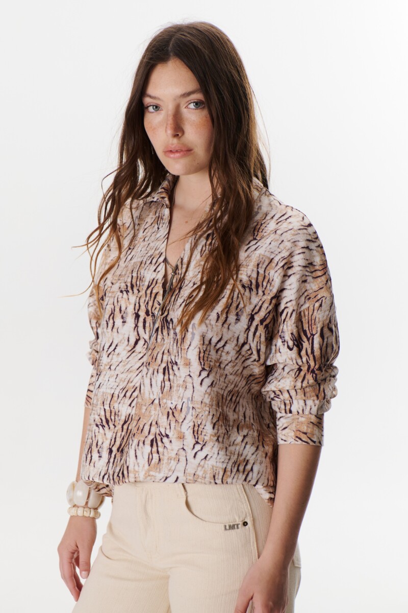 BLUSA HANNA ANIMAL BEIGE