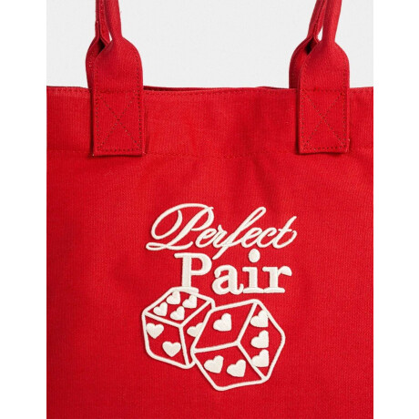 Cartera Shopper Bordada Rojo Medio