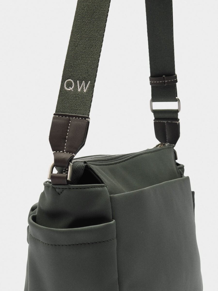 Bolso Bandolera Efecto Nylon caqui