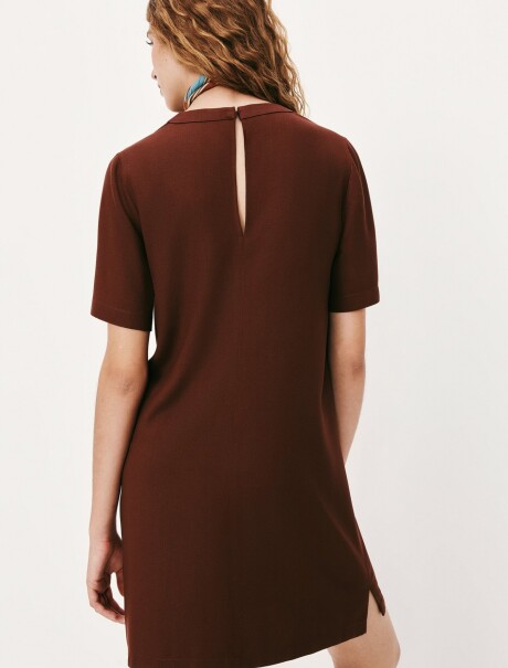 VESTIDO CORTO DE CREPÉ DE VISCOSA BORDEAUX