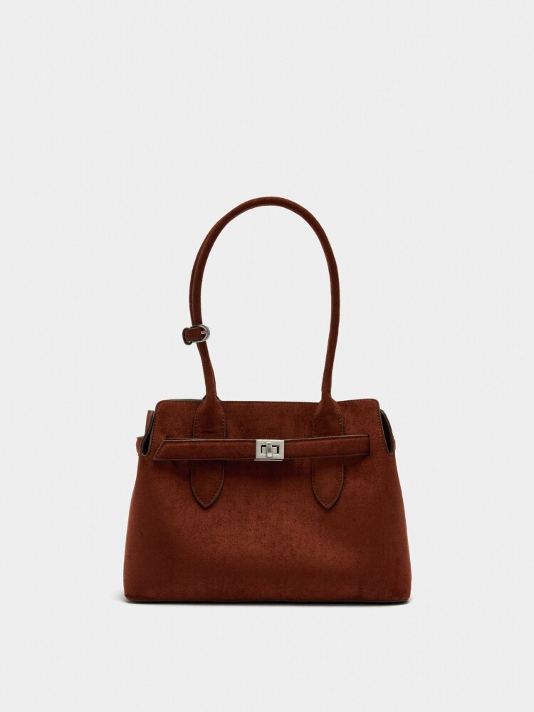 Bolso Tote Con Cinturón camel