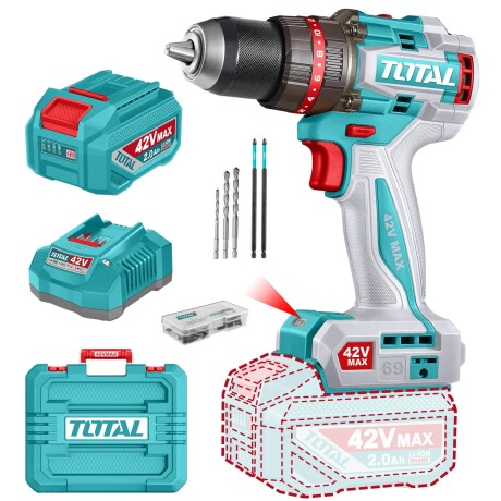 Taladro Percutor Y Atornillador 42v 69Nm - Batería, Cargador Y Maletín - Sin Carbones Taladro Percutor Y Atornillador 42v 69Nm - Batería, Cargador Y Maletín - Sin Carbones
