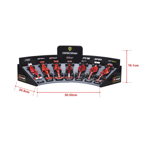 Set x 7 Autos Ferrari con Exhibidor Formula 1 Bburago Escala 1:43 U