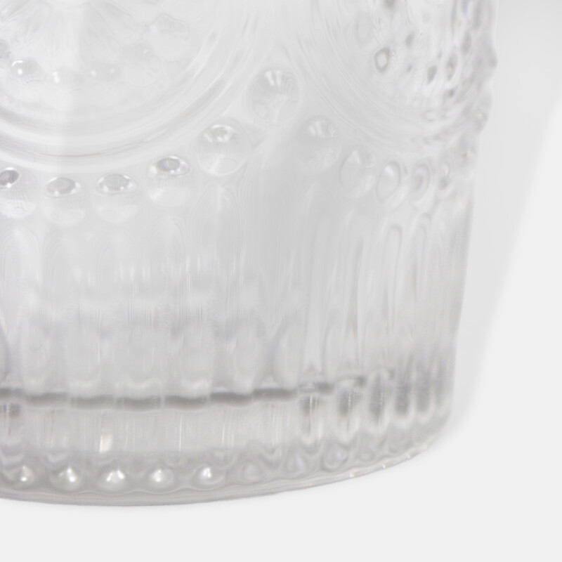 VASO VIDRIO LABRADO 250ML BDE PLATEDO 10X8CM SOLES Unica
