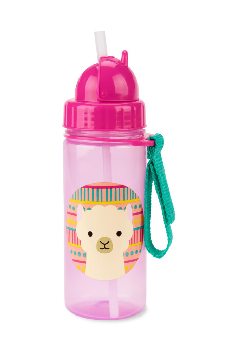 Botella con sorbito, diseño llama Botella con sorbito, diseño llama