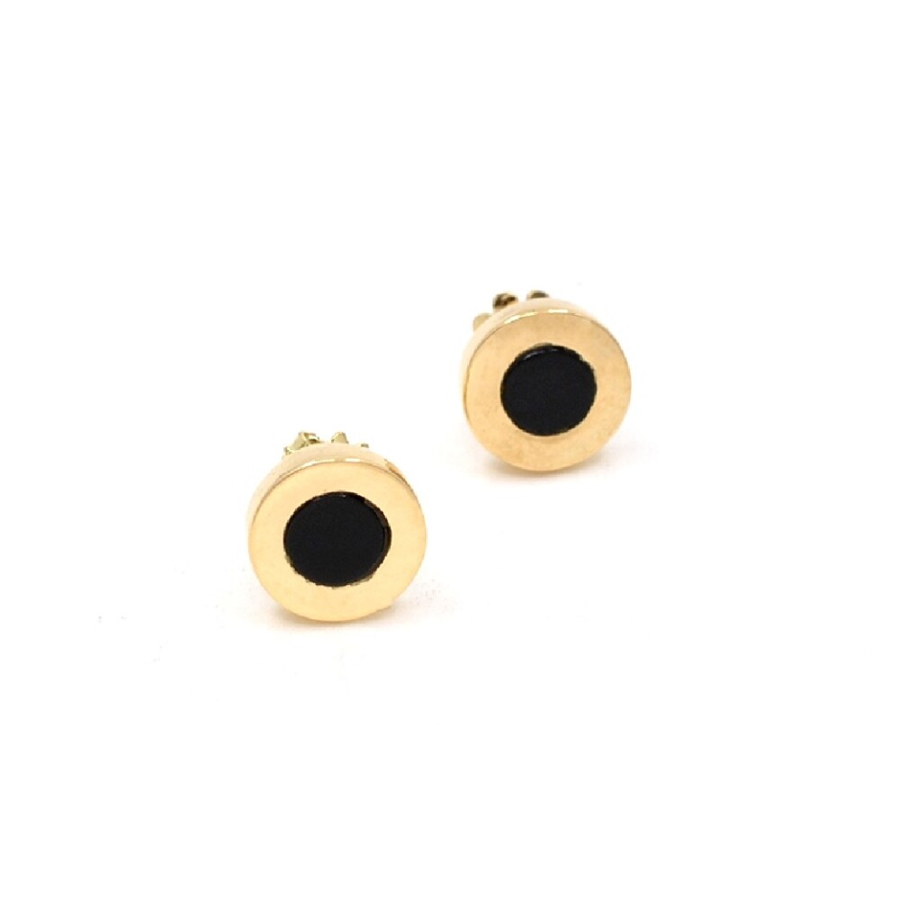 Caravanas En Oro 18K Y Onix Caravanas En Oro 18K Y Onix