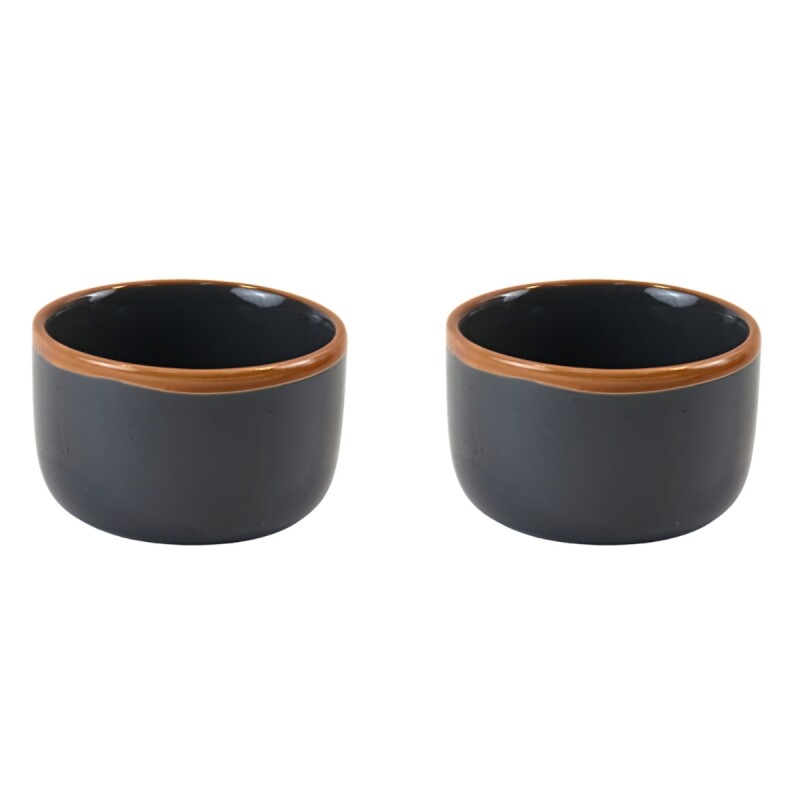 Set x2 Ramequin cerámica 9x5,5 cm GRIS OSCURO