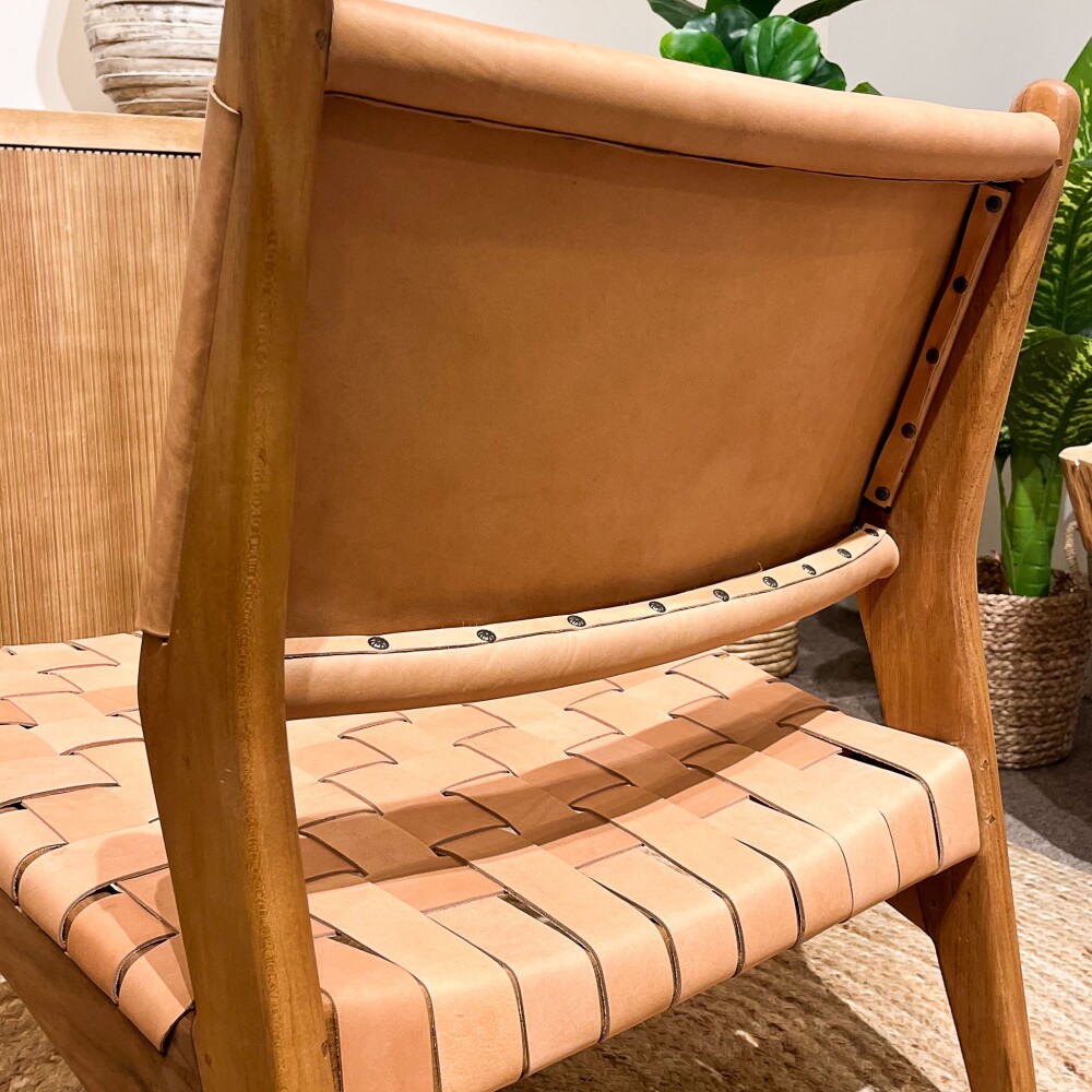 Butaca Nac en cuero natural trenzado Beige Butaca Nac en cuero natural trenzado Beige