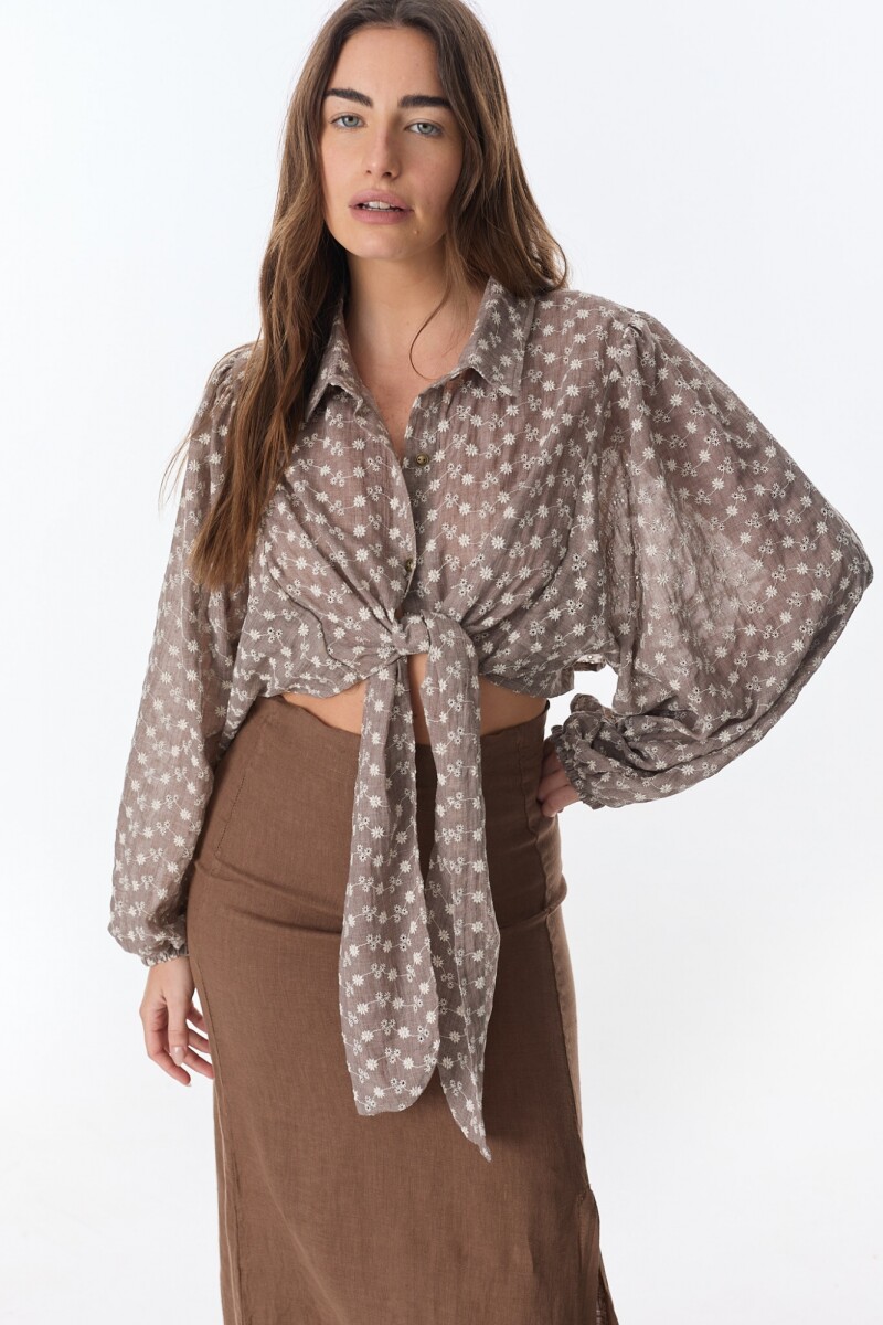 Top Mona - Marron Broderie 