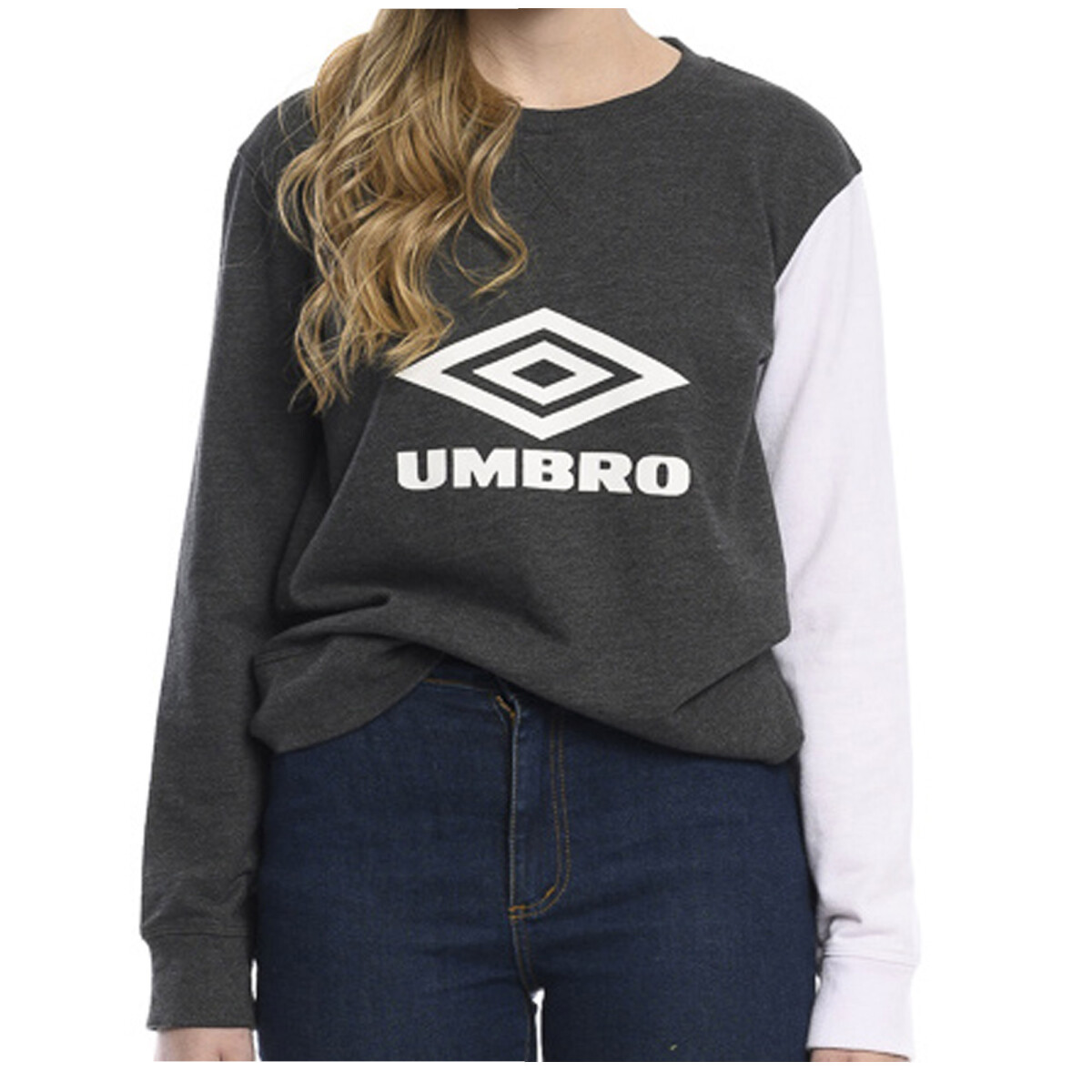 Buzo de Mujer Umbro Cutts Dama - Negro Melange - Blanco 