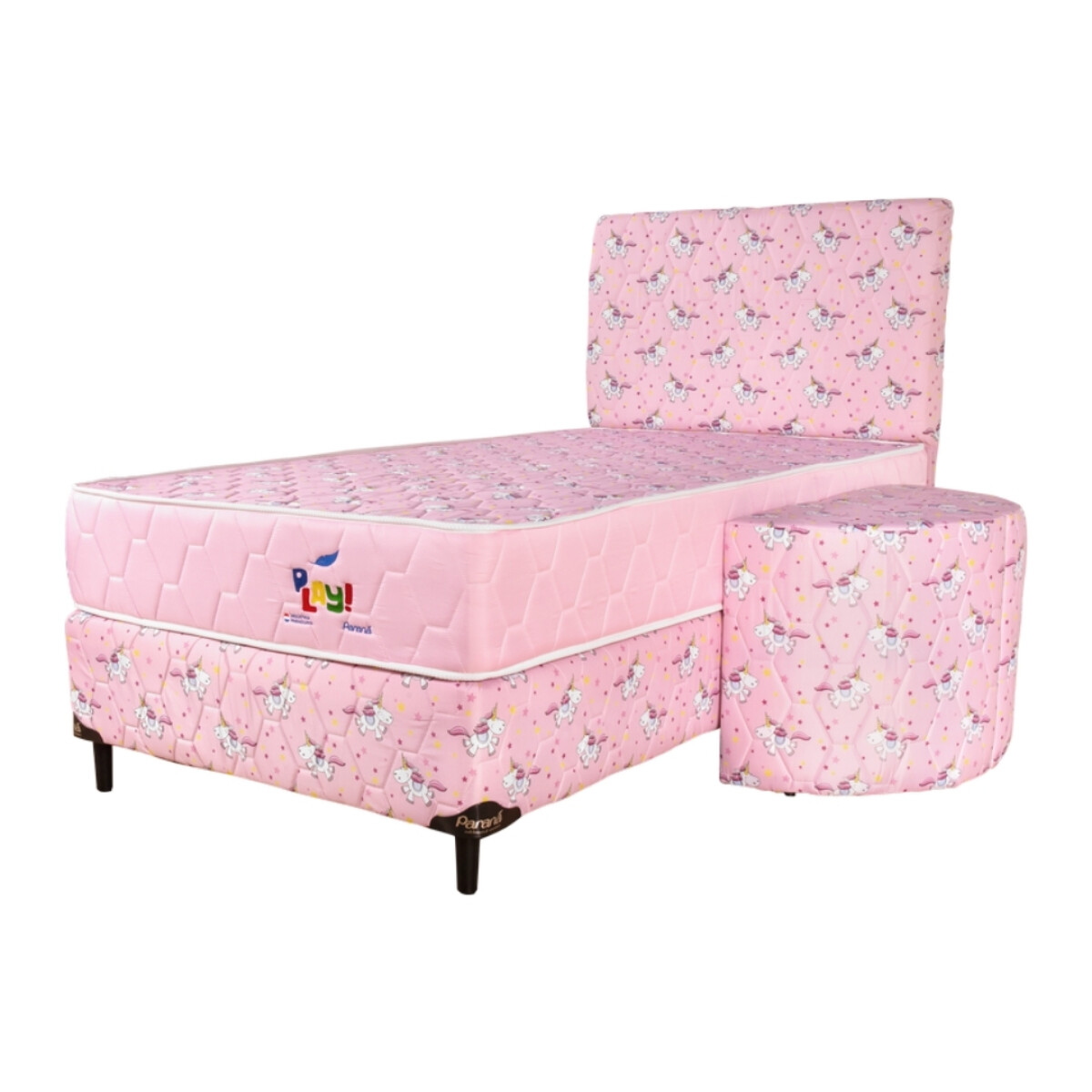 SOMIER PLAY UNICORNIO 1.00X1.90 BASE+COLCHON+CABECERA PARANA - Unica 
