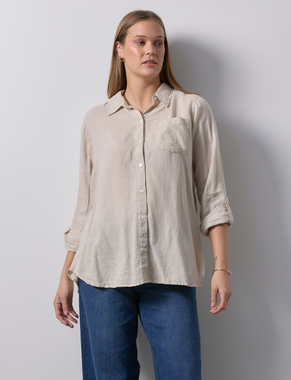Camisa Lino Solid BEIGE