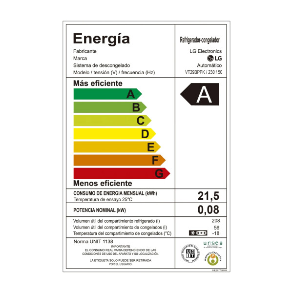 Heladera Inverter Lg Vt29bppk 265 L HELADERA LG 285L INVERTER VT29BPPK