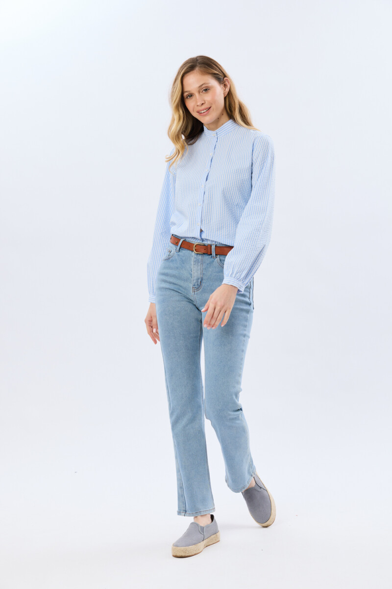 PANTALÓN DE JEAN RECTO - Celeste 