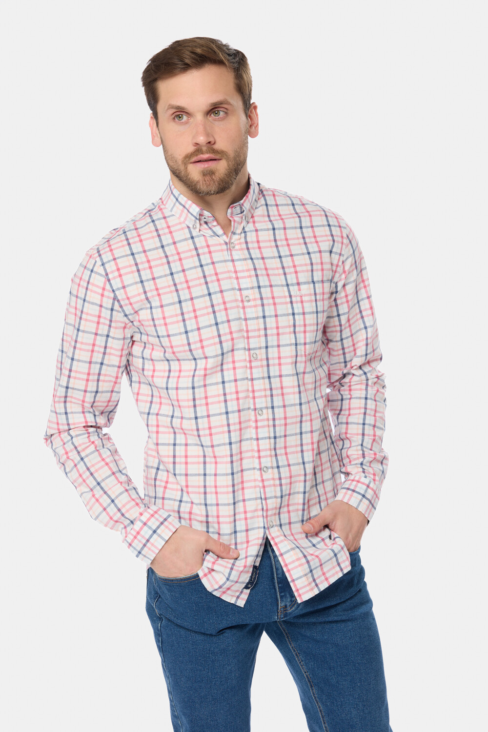 CAMISA A CUADROS Blanco