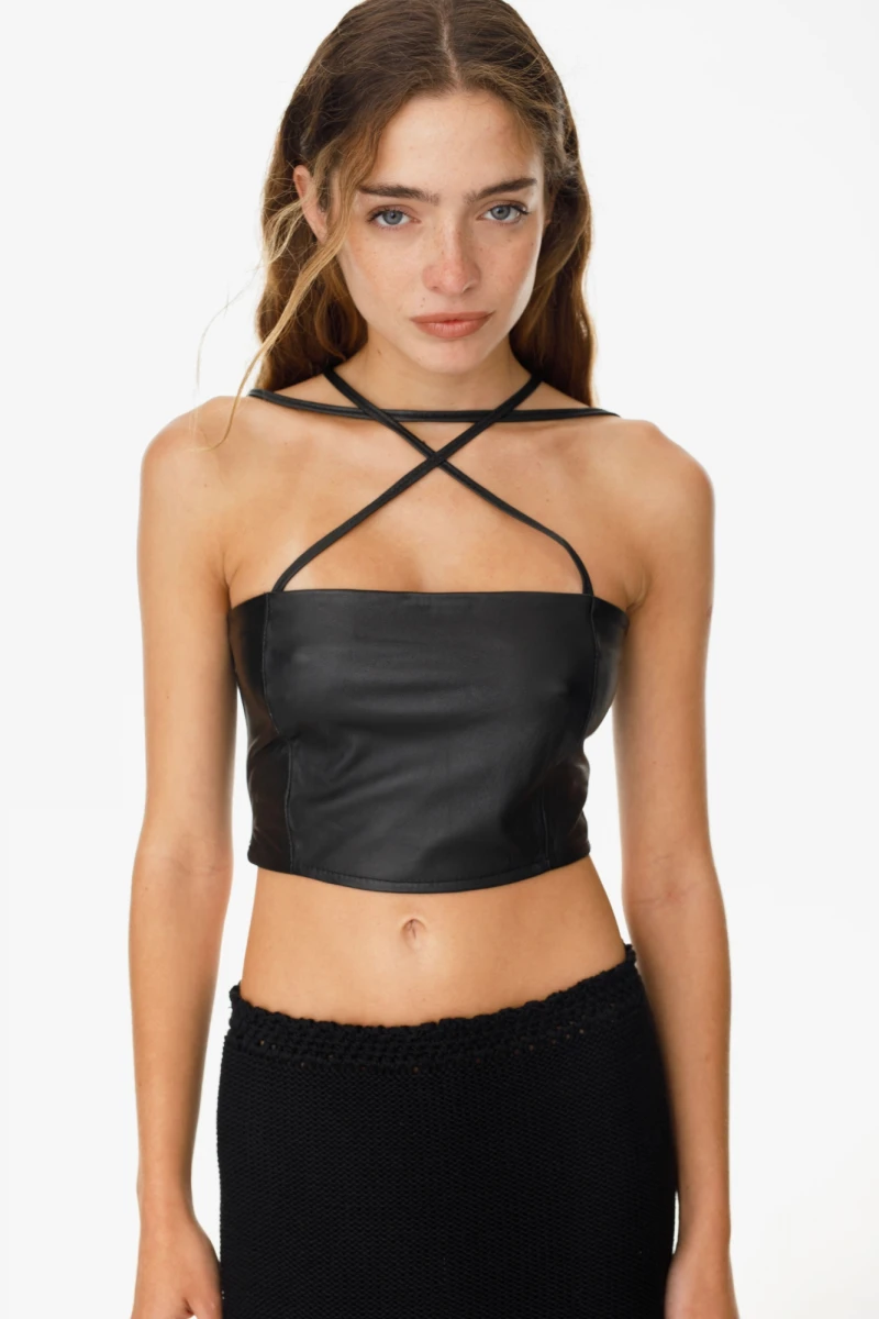 Top Leather Alba negro m