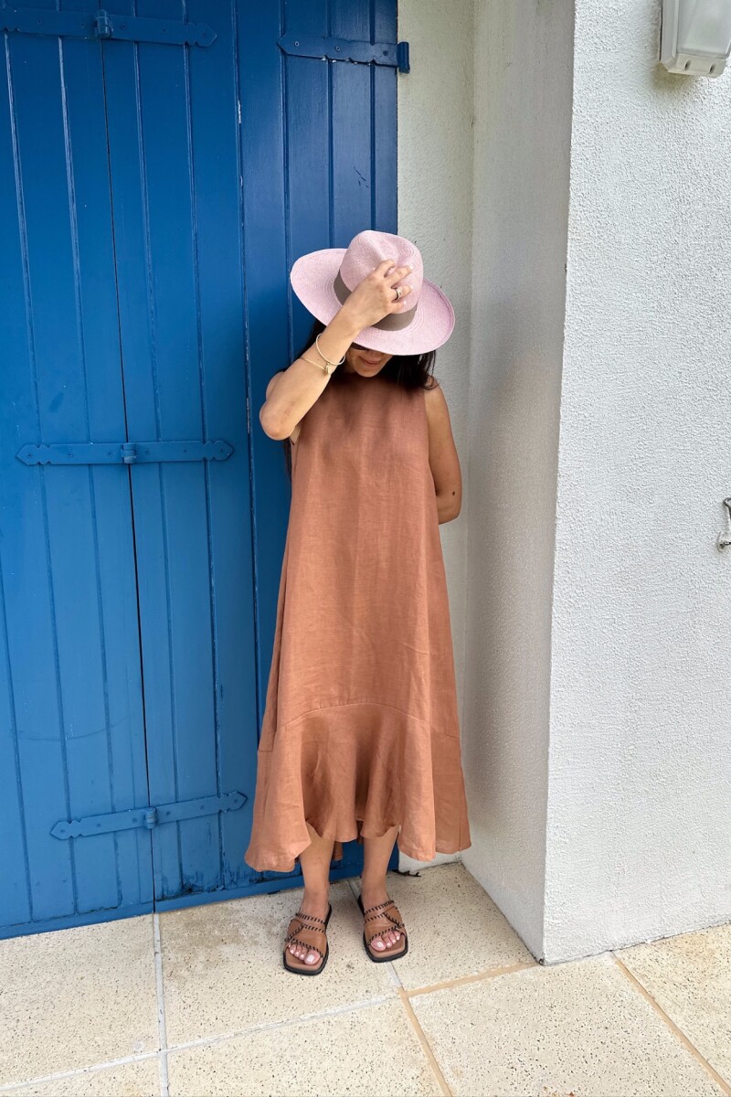 Vestido Folk Long Camel