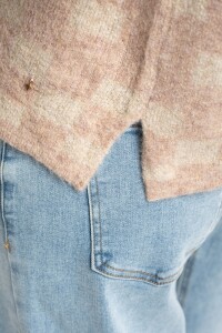 Sweater Intarsia Cuadros Rosa Viejo