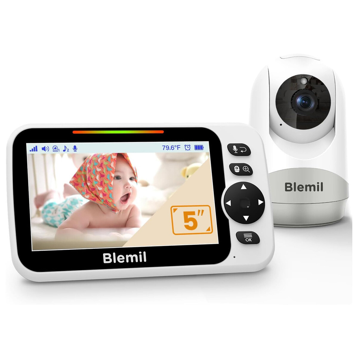 Baby Call con cámara Blemil 5" HD Visión Nocturna 