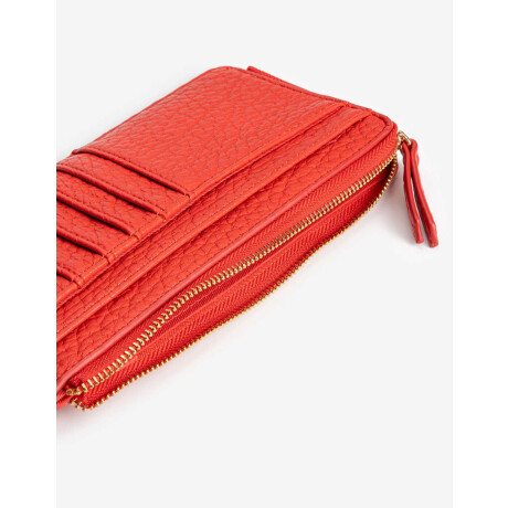 Billetera Fichero Rectangular Con Cierre Rojo labial