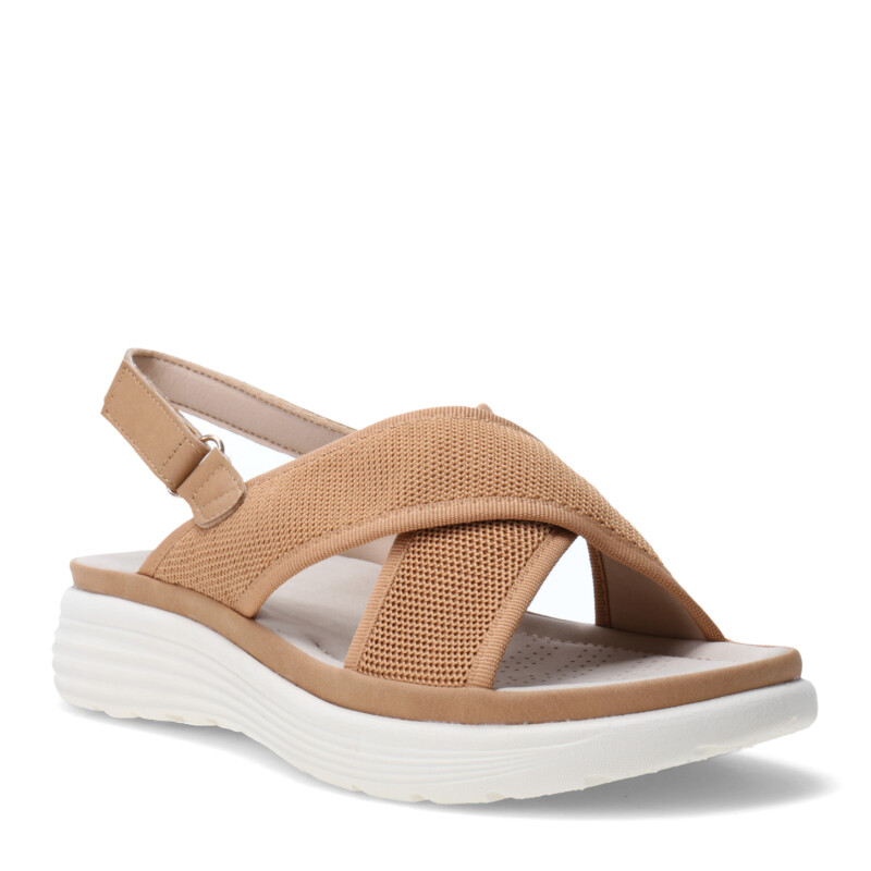 Sandalia de Mujer Lady Confort CHAPELLE con tiras cruzadas Tan
