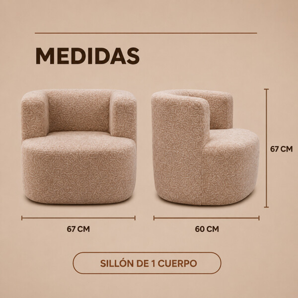 Sillón Puff ComboHome Kumo Redondo Corderito Diseño Premium Marrón 1