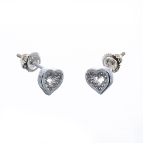 Par de caravanas de plata y circonias, CORAZON. Par de caravanas de plata y circonias, CORAZON.