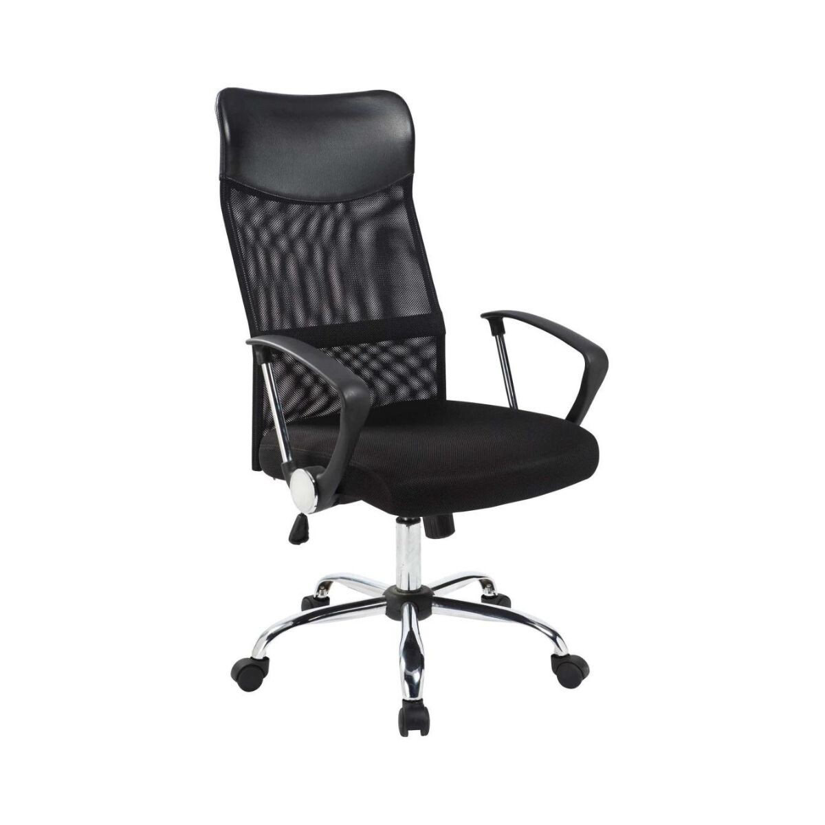 Silla de Escritorio Ergonómica Silla de Oficina Tapizado Mesh y Cuero Sintético Negro 