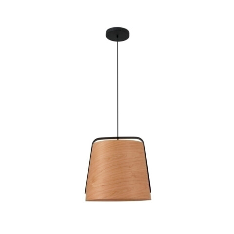 Lámpara colgante acero negro pantalla madera Ø51cm FA2000