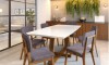 Mesa de Comedor Wood 1.6 - Línea Manhattan - Vidrio - Blanco/Natural Mesa de Comedor Wood 1.6 - Línea Manhattan - Vidrio - Blanco/Natural