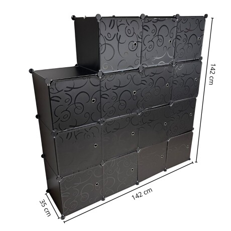 Armario Plástico Lumax 15 Puertas Desmontable Portátil Negro
