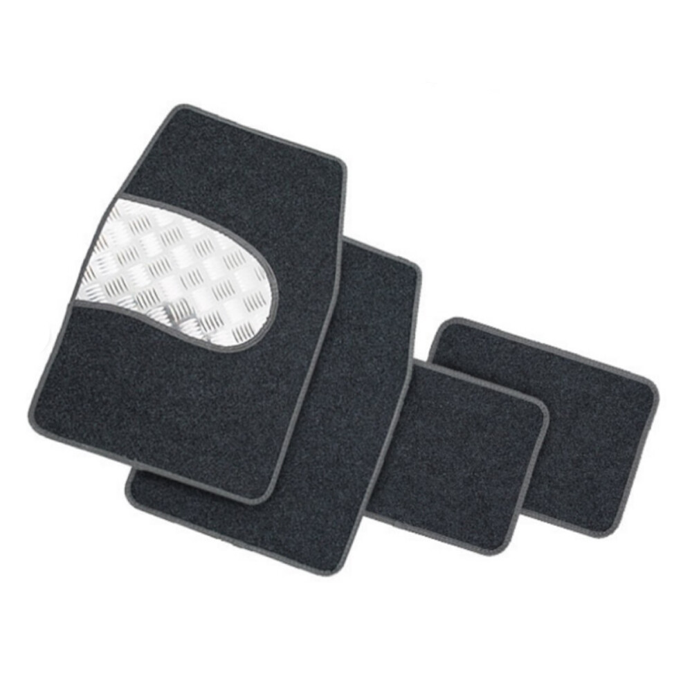 Alfombra De Auto Con Metalizado Set De 4 Piezas Gris