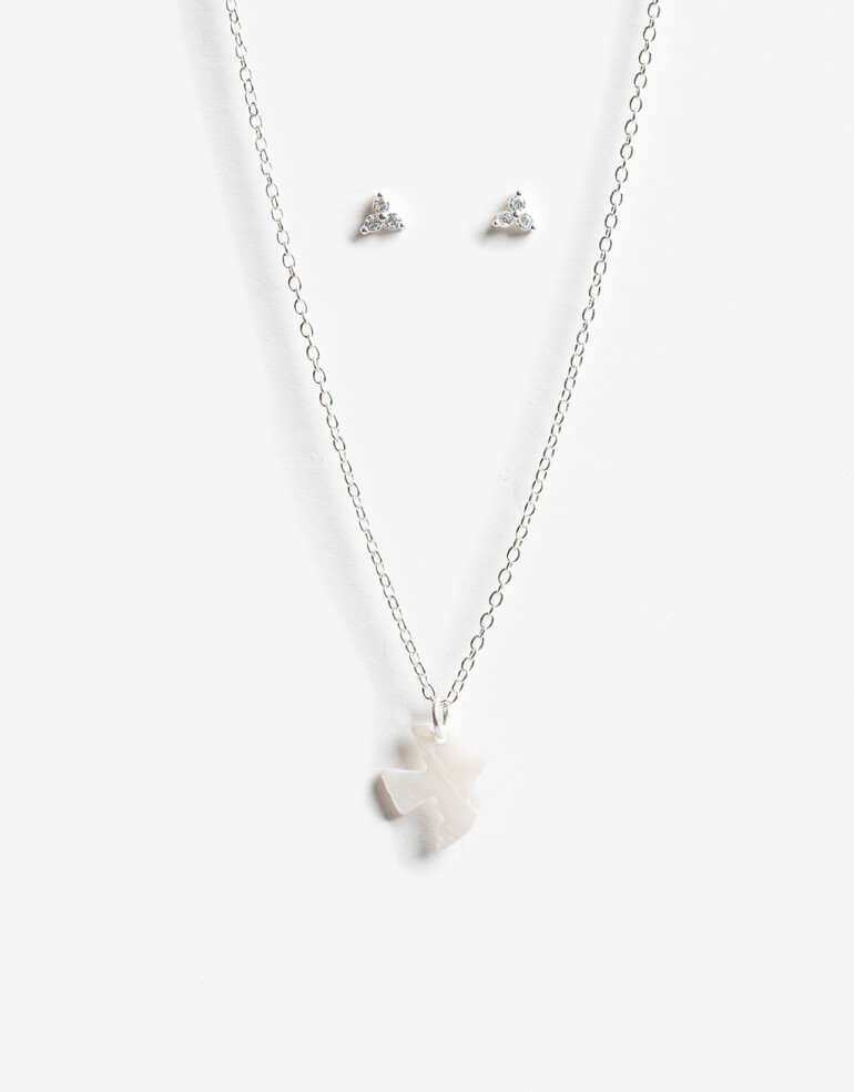 Bijouterie Set Exclusive Edition Set Aros Pasantes Y Cadena Plata 925 - Plateado Rodio
