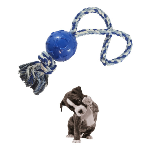 Juguete Masticable Perro Pelota Maciza Cuerda Resiste Variante Color Azul