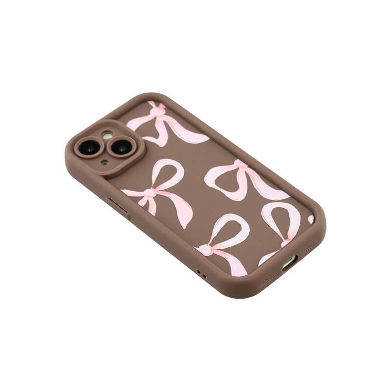 Protector para iPhone 13/14 color marrón diseño moñas Protector Para Iphone 13/14 Color Marrón Diseño Moñas