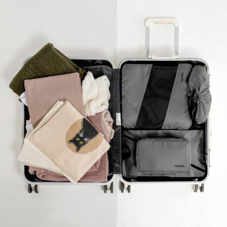 Set de 6 organizadores de ropa para viaje Gris