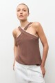 Top halter vivo en contraste chocolate